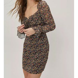 Nasty Gal Floral Tie Bust Mini Dress